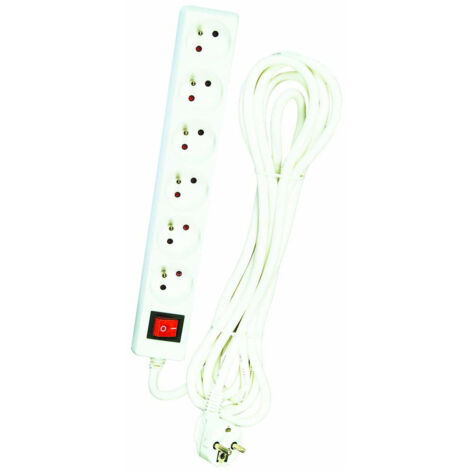 Multiprise avec interrupteur 6 prises 10/16A 2P+T – Cordon H05VV-F 3G1.5mm² 4m – Puissance 3680W – Normes NF sécurité enfant – DIO - 3G1mm