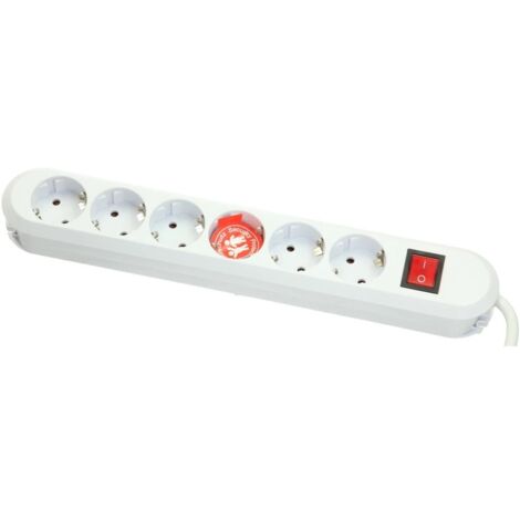 Bloc multiprise 6 prises avec interrupteur blanc 3 m de câble