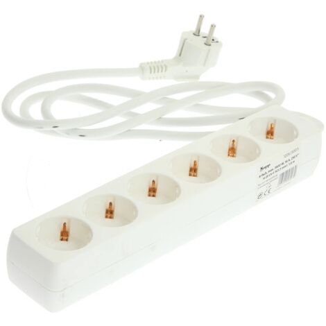 Bloc multiprise 6 prises Schuko blanc