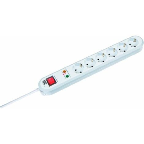 Bloc multiprise 6 prises Schuko blanc avec protection de surtension
