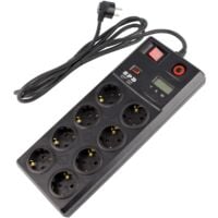 Bloc Multiprise 8 Prises Type F Schuko EU + Protection contre Surtensions 3m Noir