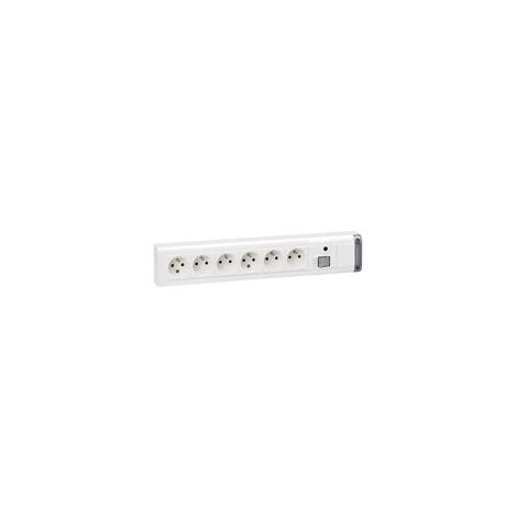 Bloc multiprise à fixer Interrupteur à voyant 6X2P+T longueur 399mm Blanc - Legrand