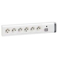 Bloc multiprise à fixer Interrupteur à voyant 6X2P+T longueur 399mm Blanc - Legrand