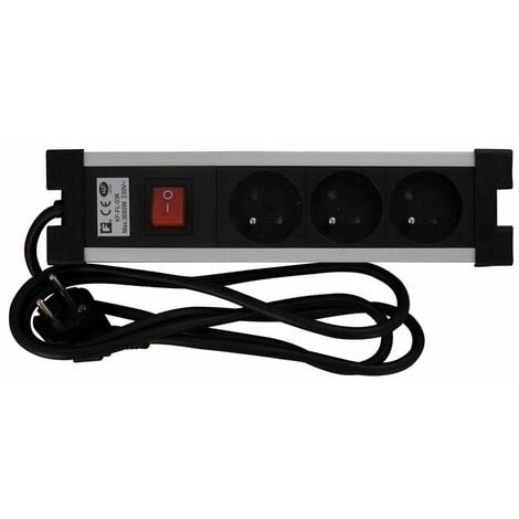 Chacon bloc multiprise design 5x + 2x USB avec interrupteur et câble 3m  noir