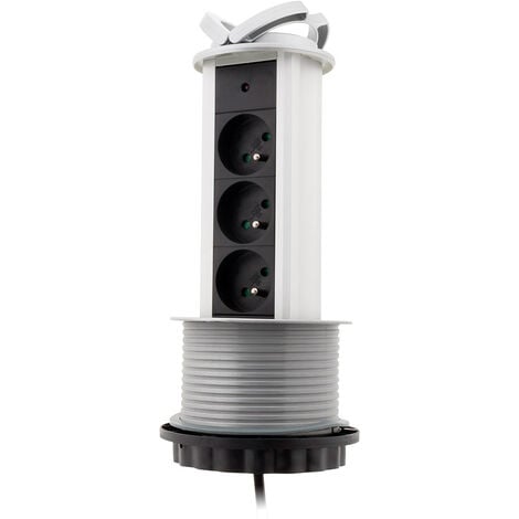 Bloc multiprise encastrable 3 prises 16A 2P+T Ø100mm - Gris - Otio