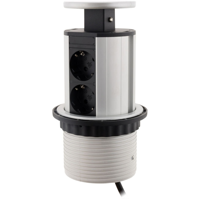 Multiprise encastrable cuisine 4 prises Schuko 16A - Blanc/Noir - Zenitech