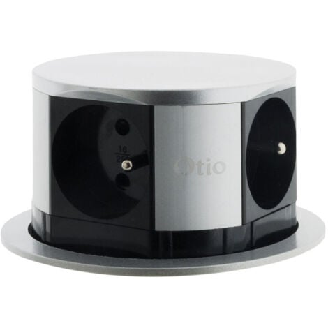 Bloc multiprise encastrable escamotable compact 4x16A - Inox - Otio
