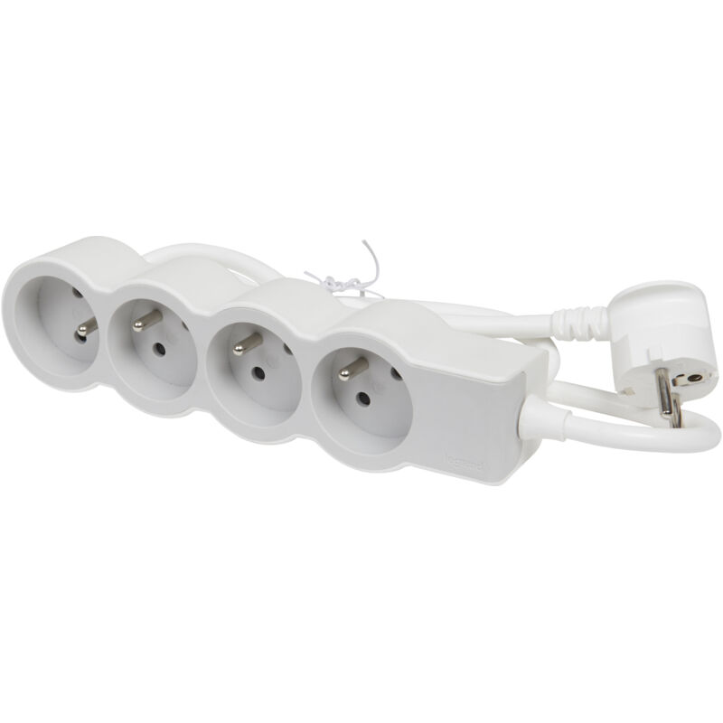 Legrand - Rallonge 4x2P+T avec cordon 3m 3G 1,5mm2 - blanc/gris clair (049490)