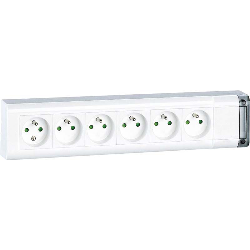 Bloc multiprise fixable 6 prises de courant 2P+T longueur 343mm (050611)