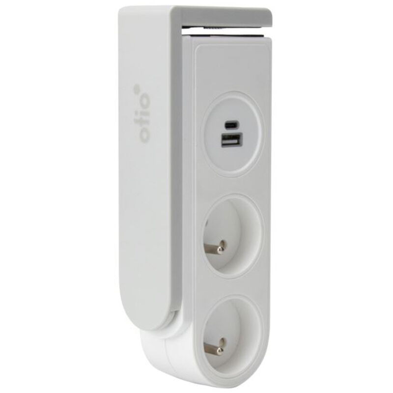 Otio - Bloc multiprise Gekko clipsable - 2 prises + 2 ports usb - Blanc Otio - Bloc multiprise Gekko clipsable - 2 prises + 2 ports usb - Blanc