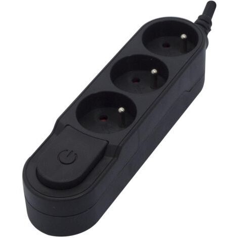 Bloc multiprise interr. 3x16A 1,5m - Noir - Chacon