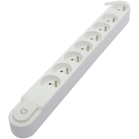 Bloc multiprise interr. 8x16A 5m - Blanc - Chacon