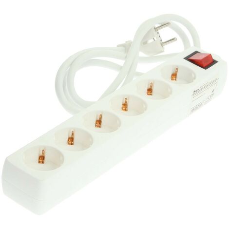 Bloc multiprise Kopp 6 prises interrupteur, blanc, 250 V, 16A