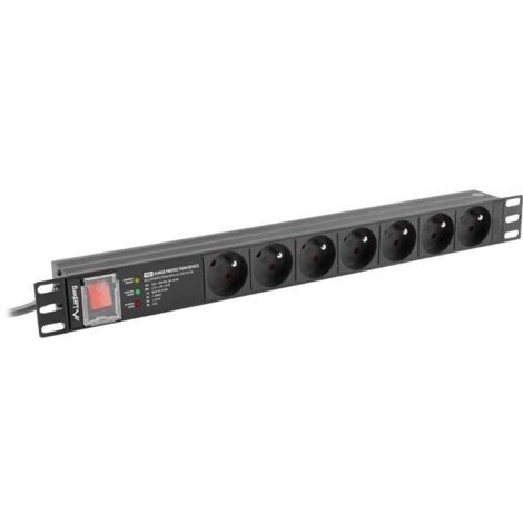 Bloc multiprise LANBERG PDU PRO pour rack 19" (1U, 16 A, 7 prises 230 V, 2 m, noir) PDU-PRO-07E-0200-BK