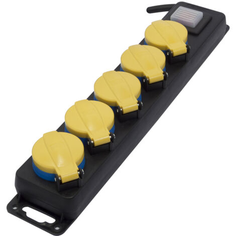Bloc multiprise Schuko étanche 5x16A + interrupteur - Chacon