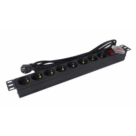 Bloc multiprises avec interrupteur phasak bns 1520/ 8 prises de current/ cable 3m/noir