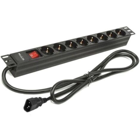 Bloc multiprises avec interrupteur phasak bns 3535/ 8 prises de current/ cable 2m/noir