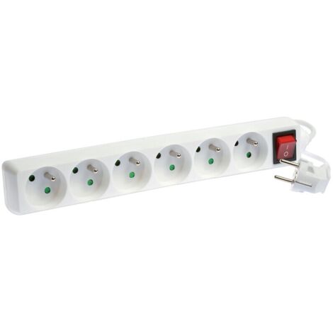 Bloc multiprises standard avec interrupteur cordon 3m Bornéo 6X2P+T - EUR'OHM
