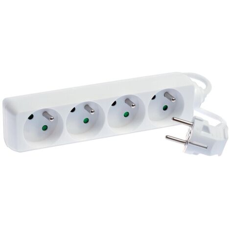 Bloc multiprises standard sans interrupteur cordon 3m Bornéo 5X2P+T - EUR'OHM