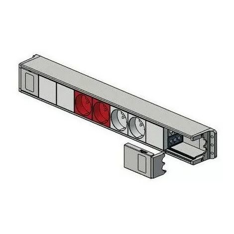 Bloc nourrice 28183 4 prises 16A – Aluminium IP20 – 2 x 2P+T avec obturateurs – Longueur 382,5mm – Planet Wattohm