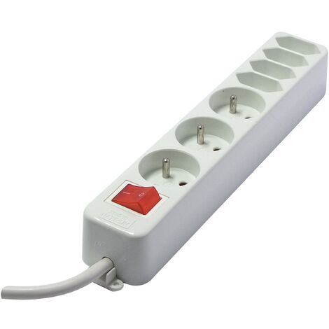 Bloc parafoudre 3x16A+4x2,5A avec interrupteur - 3m - Blanc