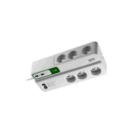 BLOC PARAFOUDRE 6 PRISES + 2 USB 5V APC SCHNEIDER AMWPM6U-FR