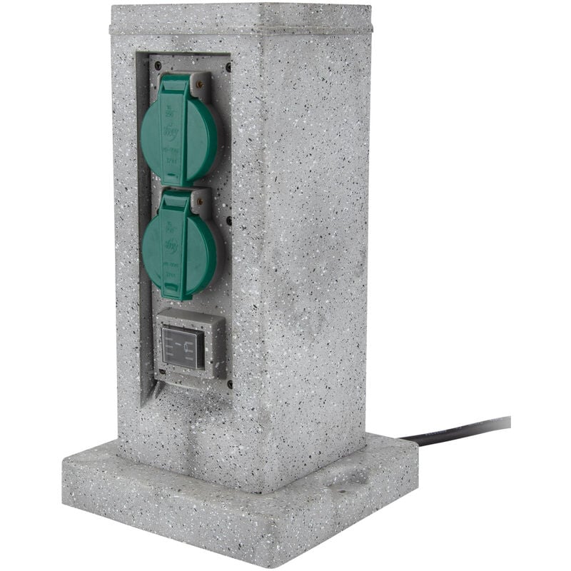 Borne pierre 4x16A + 2 interrupteurs 5m - Gris Zenitech