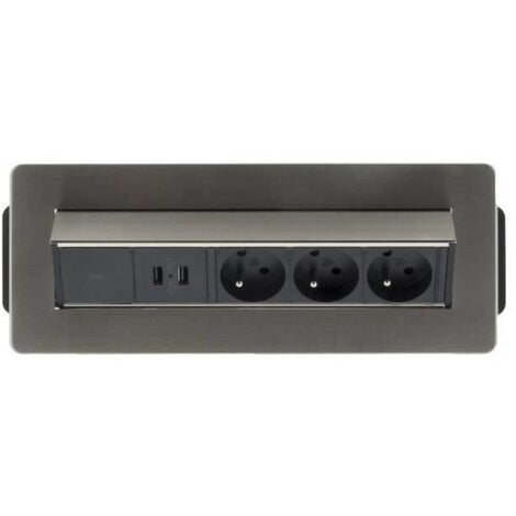 OTIO Bloc prise encastrable pivotant 3x16A avec 2 ports USB