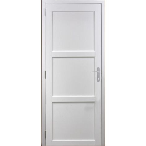 Bloc Porte 3 panneaux Korya En Enrobe Blanc Largeur 83 Poussant Gauche - blanc-02