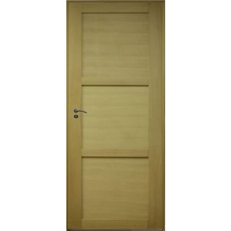 Bloc Porte 3 Panneaux Placage Ayous h204xl83 Poussant Droite - GD MENUISERIES - naturel-10