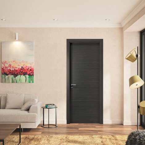 Bloc Porte ajustable décor chêne foncé MILANO - poussant Droit/poignée à gauche - 204 x 83 cm