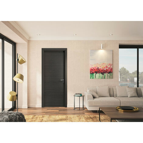 Bloc Porte ajustable décor chêne foncé MILANO - poussant Gauche/poignée à droite - 204 x 73 cm