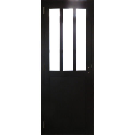 Bloc Porte Atelier En Enrobe Noir Largeur Largeur 83 Poussant Gauche - GD MENUISERIES - noir-01