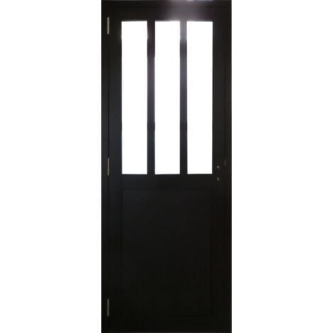 Bloc Porte Atelier Noir H204 X L73 Poussant Droite Côtes Tableau