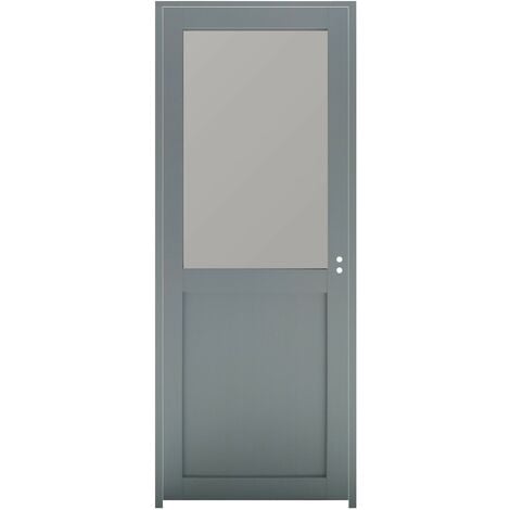 Bloc Porte Athena Ral7035 Vitrée H204 X L83 Poussant Gauche Côtes Tableau Gd Menuiseries