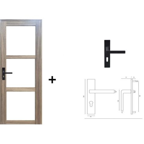 Bloc Porte Bois Frake Vitrage Transparent H204 X L73 Cm Côte Tableau P.droit, Poignee Gd Menuiseries