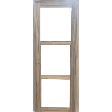 Bloc Porte Bois Frake Vitrage Transparent H204 X L83 Cm Côte Tableau P.droit Gd Menuiseries