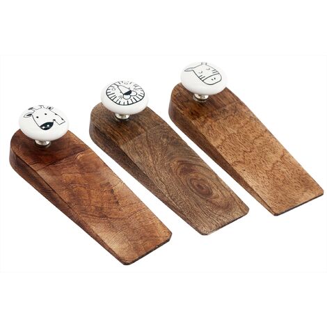 Bloc porte en bois de manguier Animaux (Lot de 3)