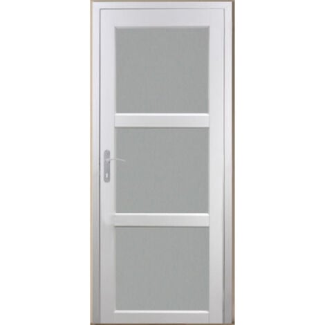 Bloc Porte Kenya Blanc Vitre H204 X L83 Poussant Droite Côtes Tableau
