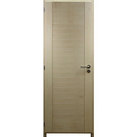 Bloc Porte Paulownia H204 x L73 Poussant Droite Cotes Tableau + Poignée
