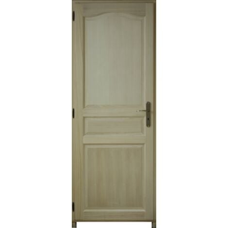 Bloc Porte Paulownia Traverse Chapeau H204 x L63 Poussant Droit Cotes Tableau + Poignée