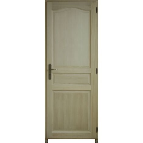 Bloc Porte Paulownia Traverse Chapeau H204 x L63 Poussant Gauche Cotes Tableau + Poignée