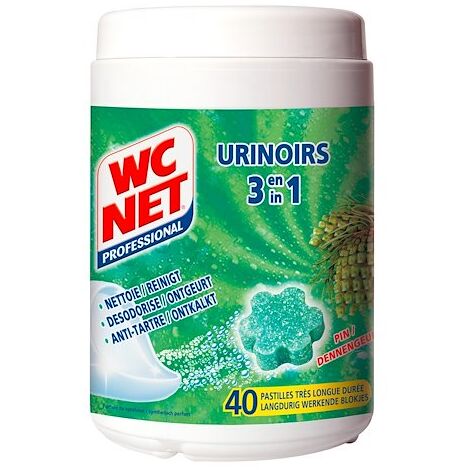 Bloc pour urinoirs WC Net fraîcheur pin - boîte de 750 g