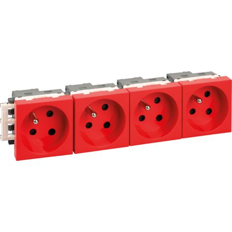 Bloc presa corrente smontabile 2P+T rosso (senza smontatore) - OPTIMA 4 prese