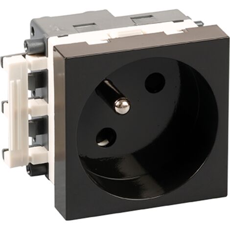 Bloc prise 2P+T - 1 prise complète - 16A - 250V - OPTIMA Couleur Noire