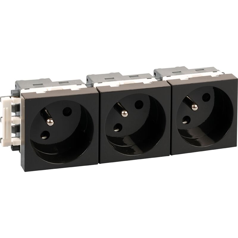 Bloc 3 prises 2P+T - Associées - optima Couleur Noire