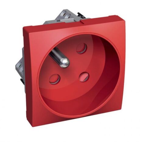 Bloc prise 2x2P+T 16A rouge à détrompage mécanique 45x90mm clipsable 250V 45° bornes auto Altira SCHNEIDER ALB45226