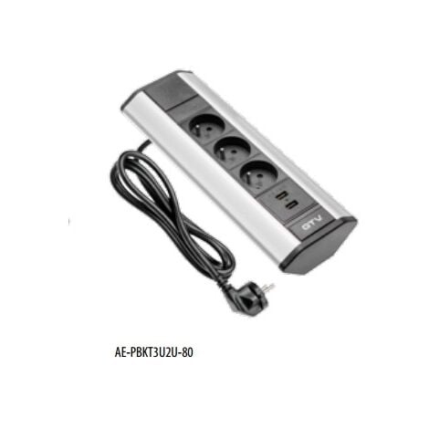 Bloc 3 prises + 2 USB - pose en angle / pour plan de travail