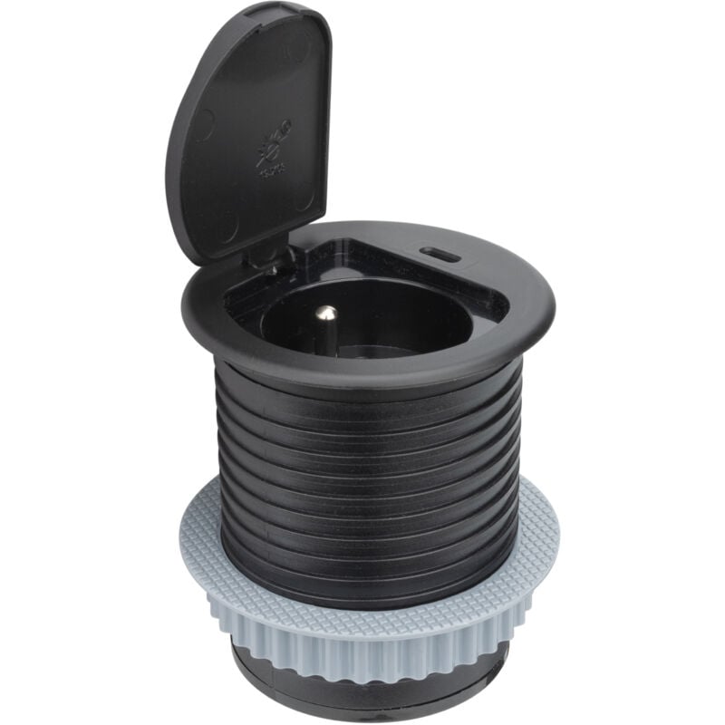 Bloc prise encastrable + clapet + port USB-C - Noir - Otio