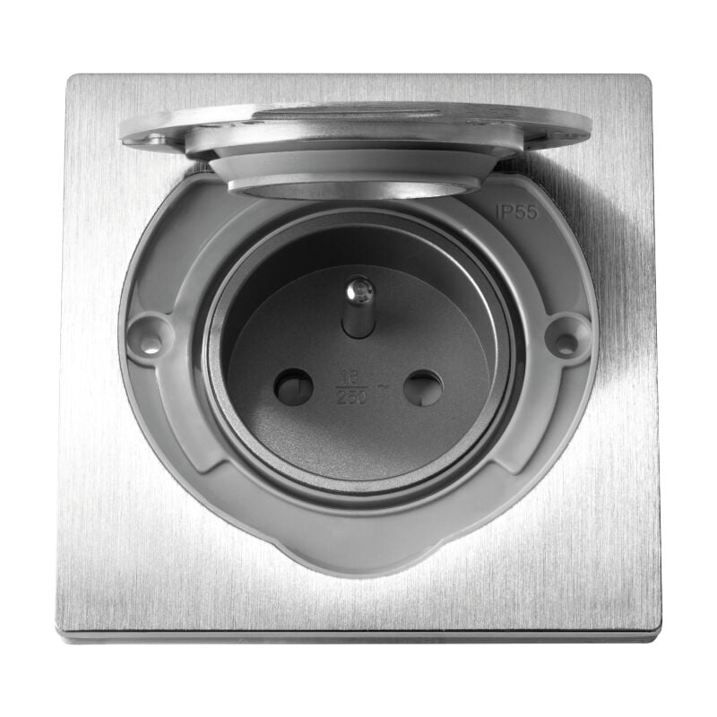 Prise étanche 2p+T encastrable IP55 NF acier inoxydable OR-AE-1397 Orno